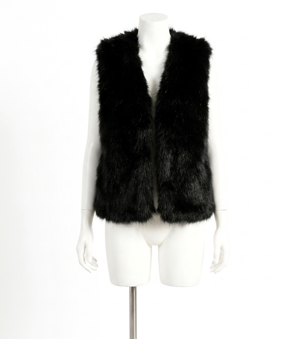 NEW MOLLY BRACKEN faux fur vest in black